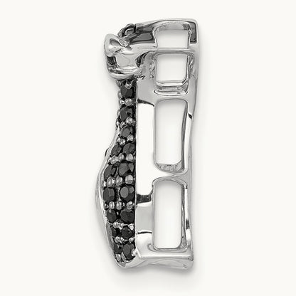 1/5ct. Black Diamond Penguin Chain Slide, 14K White Gold