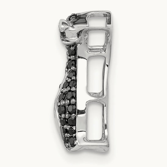 1/5ct. Black Diamond Penguin Chain Slide, 14K White Gold