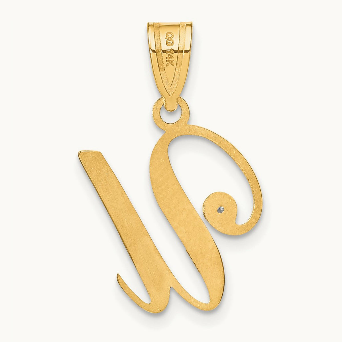 Script Initial Pendant with Diamond — U
