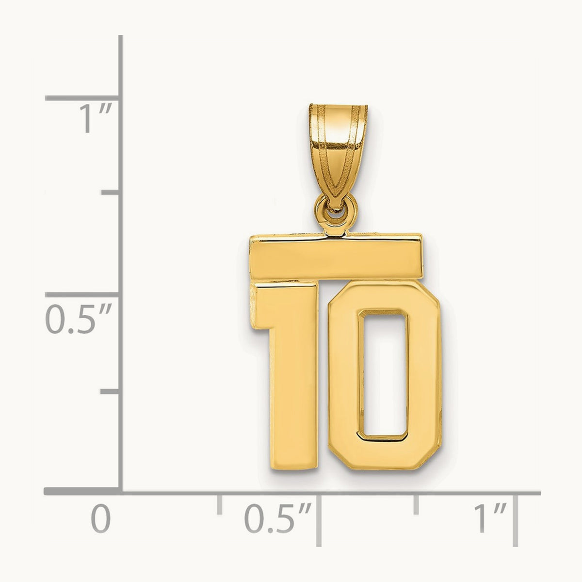 Small Polished Number 10 Charm, 14K