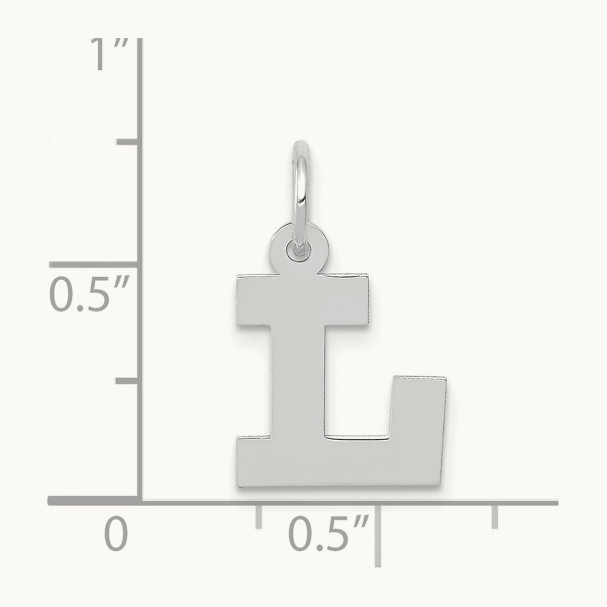 Small Block Initial Charm — 14K White Gold, L