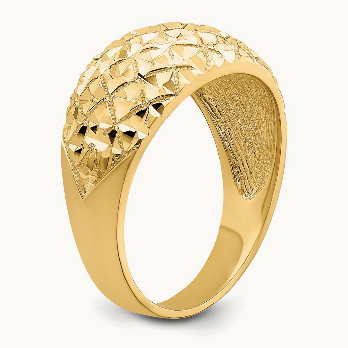 D/C Quilted Pattern Dome Ring, 14K