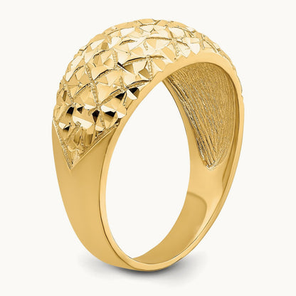 D/C Quilted Pattern Dome Ring, 14K