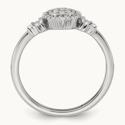 Complete Diamond Round Cluster Halo Engagement Ring, 1.4mm thick — 14K White Gold