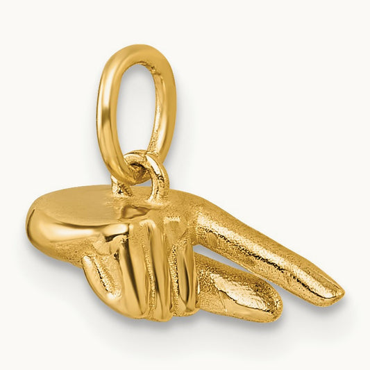American Sign Language Alphabet Fingerspelling Sign Q Pendant, 14K