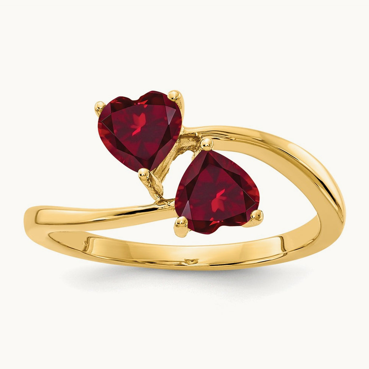 Heart Created Ruby ring — 14K Yellow Gold