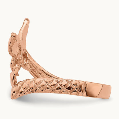 Polished & Textured Butterfly Toe Ring — 14K Rose Gold