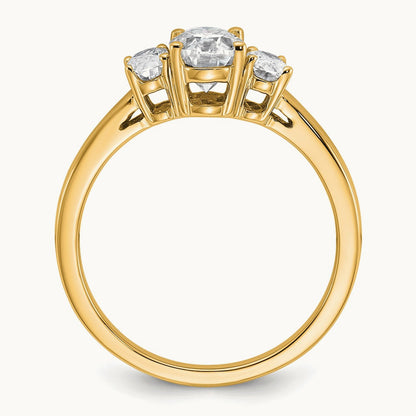 Oval 3 Stone Engagement Ring, 1.25-3.50 ct tw Lab-Grown Diamond — 1 1/3 ct, 14K Yellow Gold