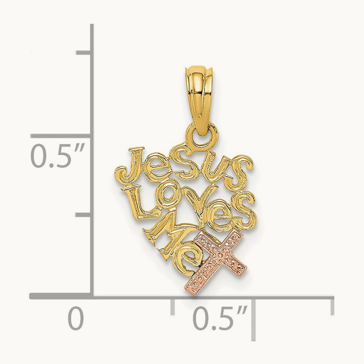 JESUS LOVES ME Charm, 14K Two-tone