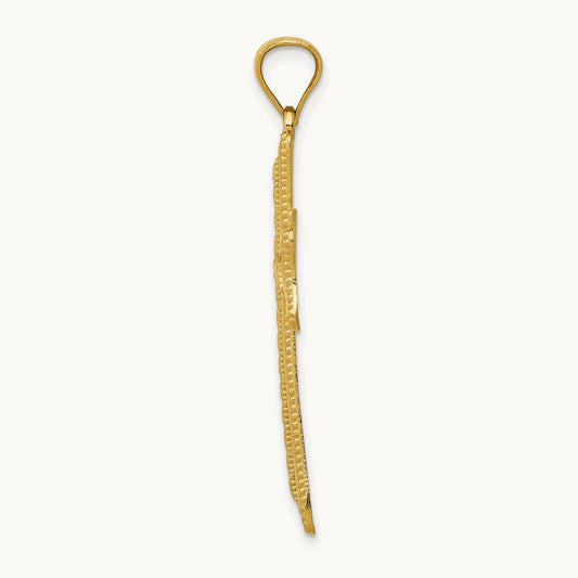 Diamond-cut Cross Pendant, 14K