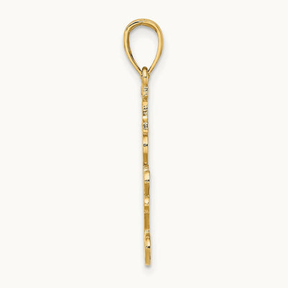 Textured I LOVE YOU Charm, 14K