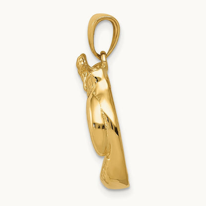 Solid Polished Open-Backed Boxing Gloves Pendant — 24mm