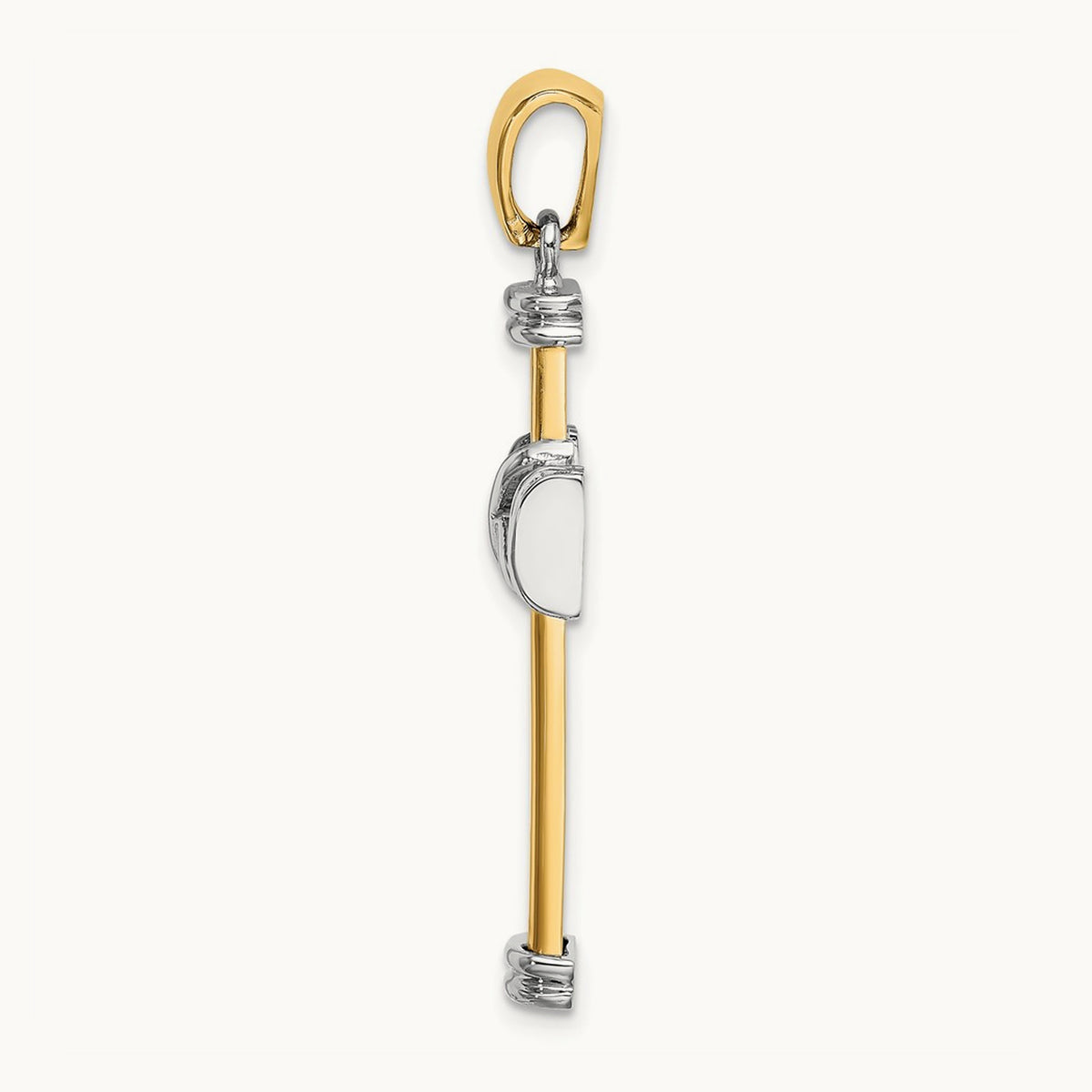 Polished Cross Charm, 14K Two-tone