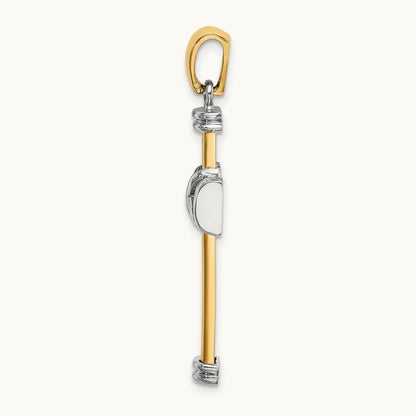 Polished Cross Charm, 14K Two-tone