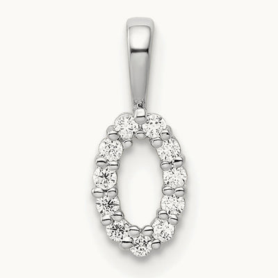 Diamond Number 0 Pendant — 14K White Gold, 12.99mm