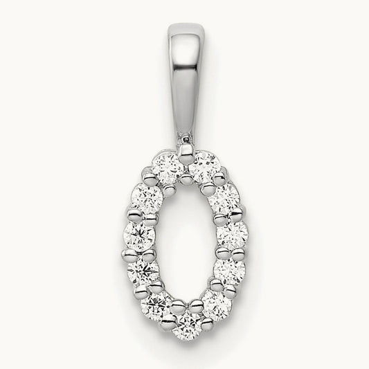 Diamond Number 0 Pendant — 14K White Gold, 12.99mm
