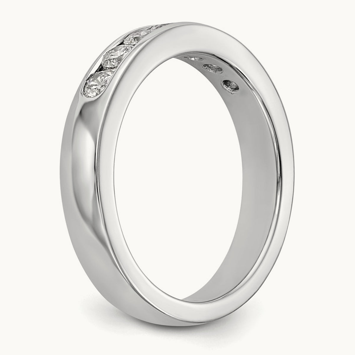7-Stone Diamond Channel Band, 14K White Gold