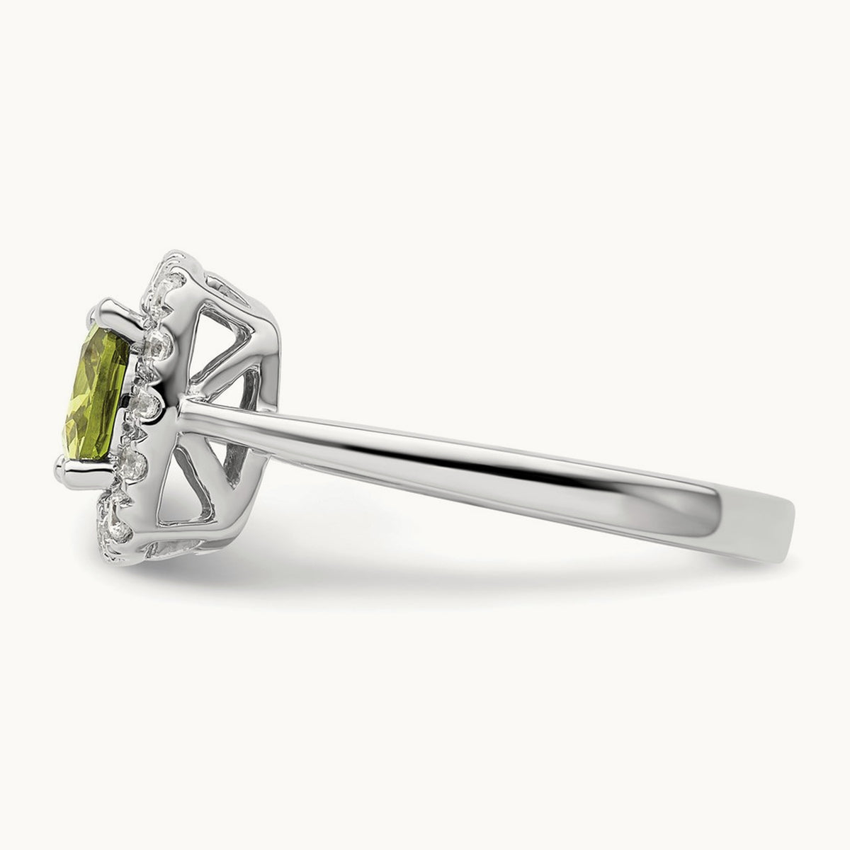 Aug Birthstone Peridot Halo Ring, 0.25 ct tw Lab-Grown Diamond
