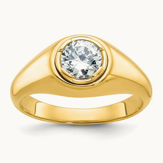 Round Men's Ring — 14K Yellow Gold, 10