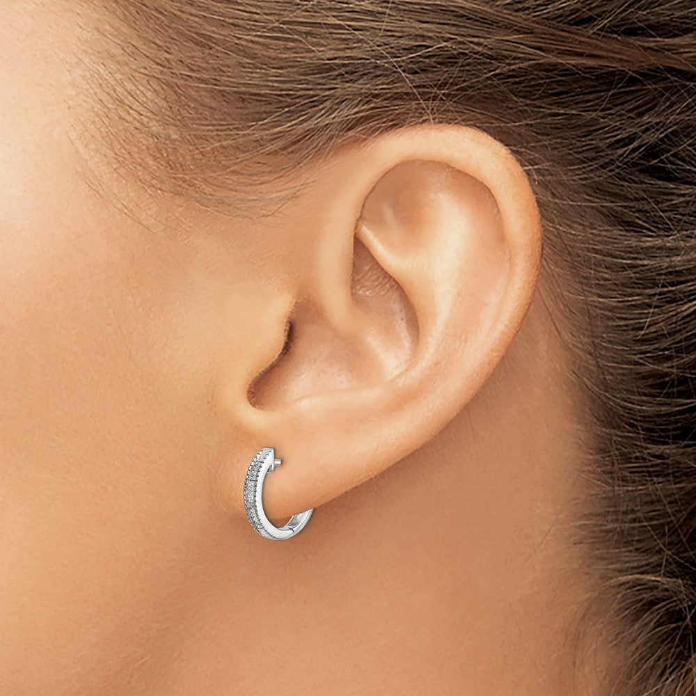 Hinged Hoop Earrings, 0.20 ct tw Lab-Grown Diamond — 14K White Gold