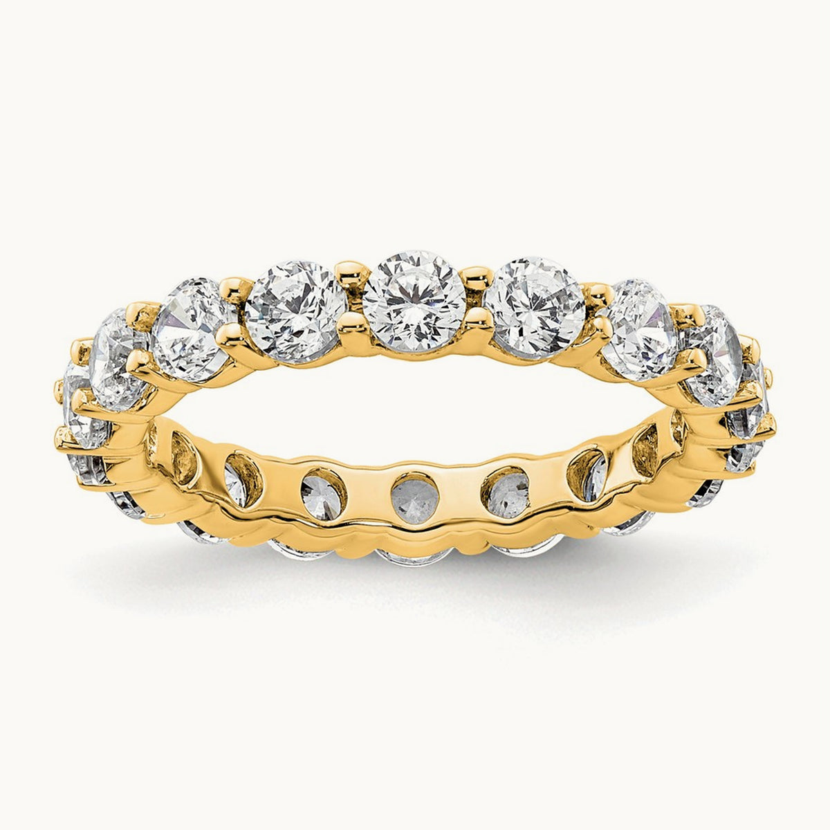 Polished Shared Prong Diamond Eternity Band, 2.00 ct tw — 14K Yellow Gold