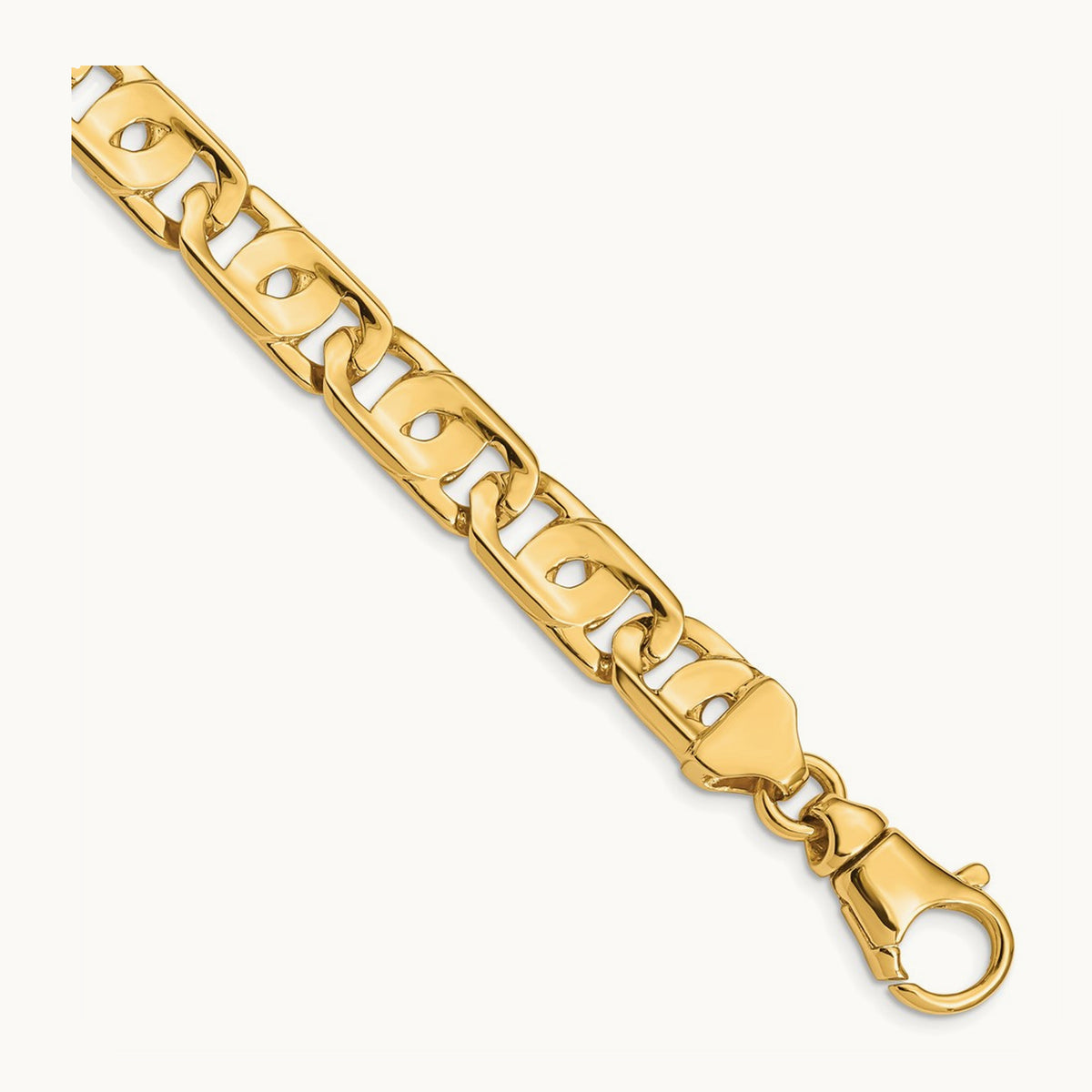 Hand-polished Fancy Link Bracelet, 10mm, 14K