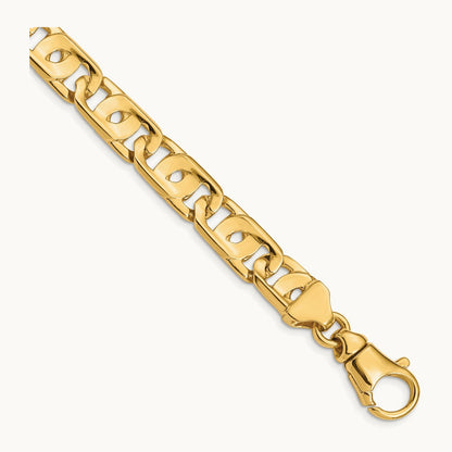 Hand-polished Fancy Link Bracelet, 10mm, 14K