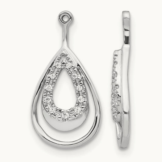 Double Teardrop Diamond Earring Jackets, 14K White Gold