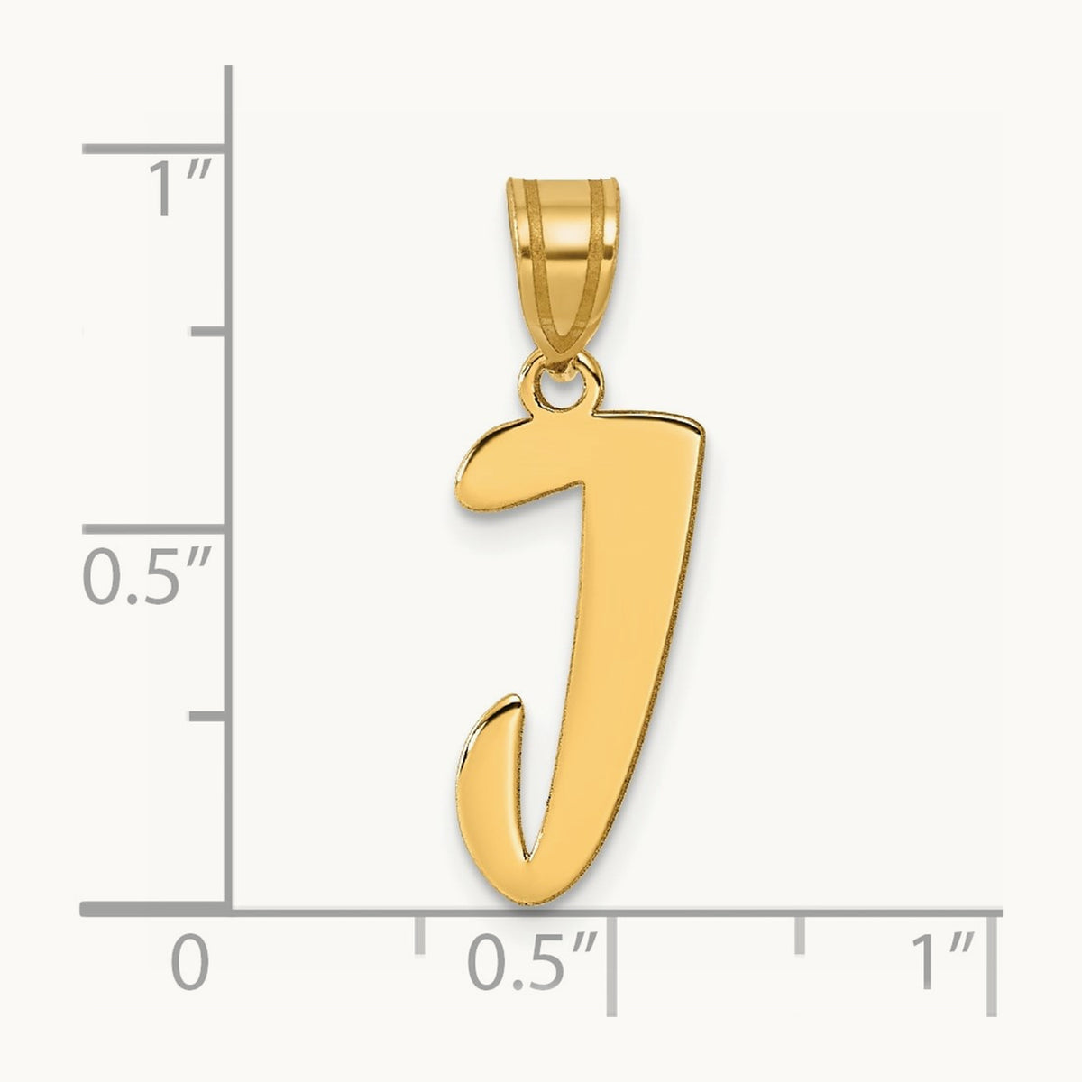 Polished Script Initial Pendant — 14K Yellow Gold, J