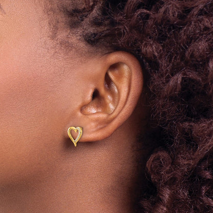 Heart Post Earrings, 0.10 ct tw Lab-Grown Diamond — 14K Yellow Gold