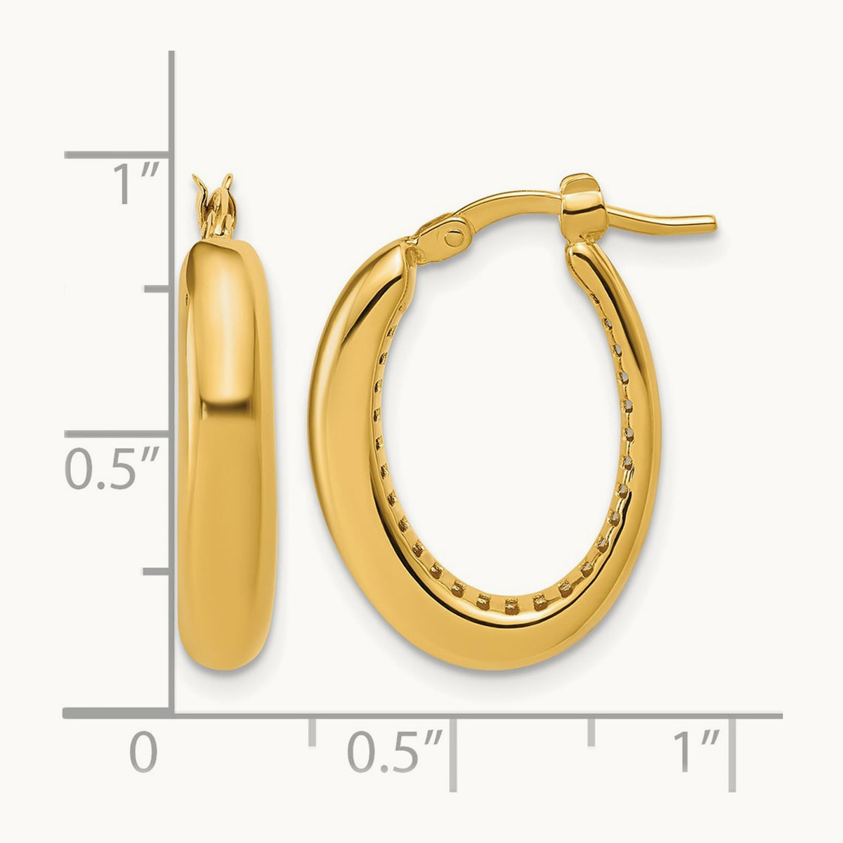 Polished Oval Hoop Earrings, 14K — Leslie's