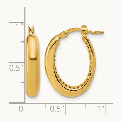 Polished Oval Hoop Earrings, 14K — Leslie's