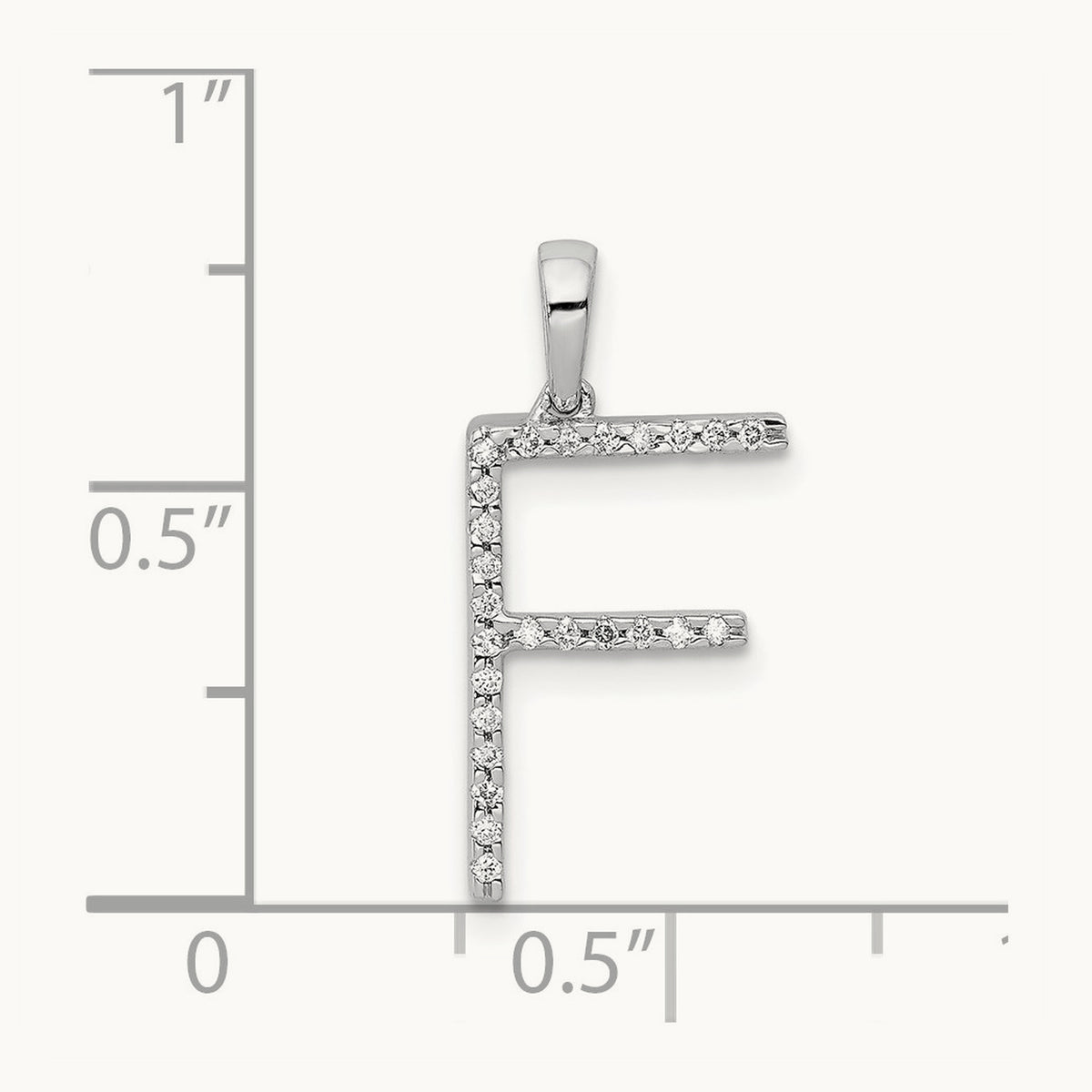 Diamond Letter F Initial Pendant, 14K White Gold