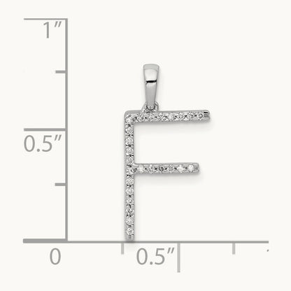 Diamond Letter F Initial Pendant, 14K White Gold
