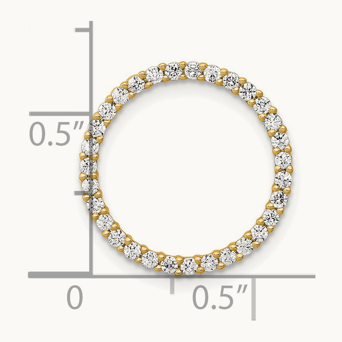 Diamond Circle Chain Slide — 14K Yellow Gold, 17.5mm, 0.372 ct
