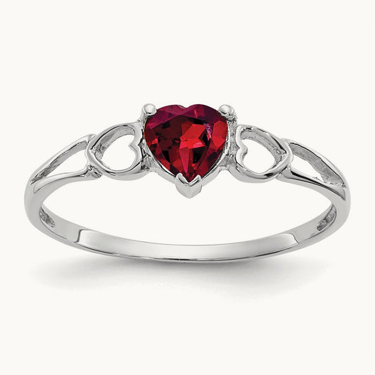 Rhodolite Garnet Birthstone Ring, 14K White Gold
