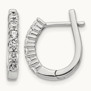 Diamond Hinged Hoop Earrings — 14K White Gold, 17mm