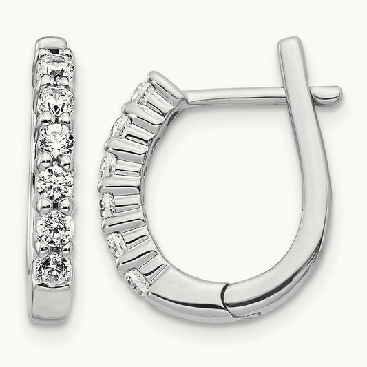 Diamond Hinged Hoop Earrings — 14K White Gold, 17mm