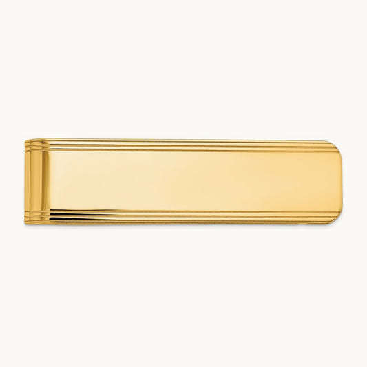 Men's Grooved Polished Money Clip, 14K