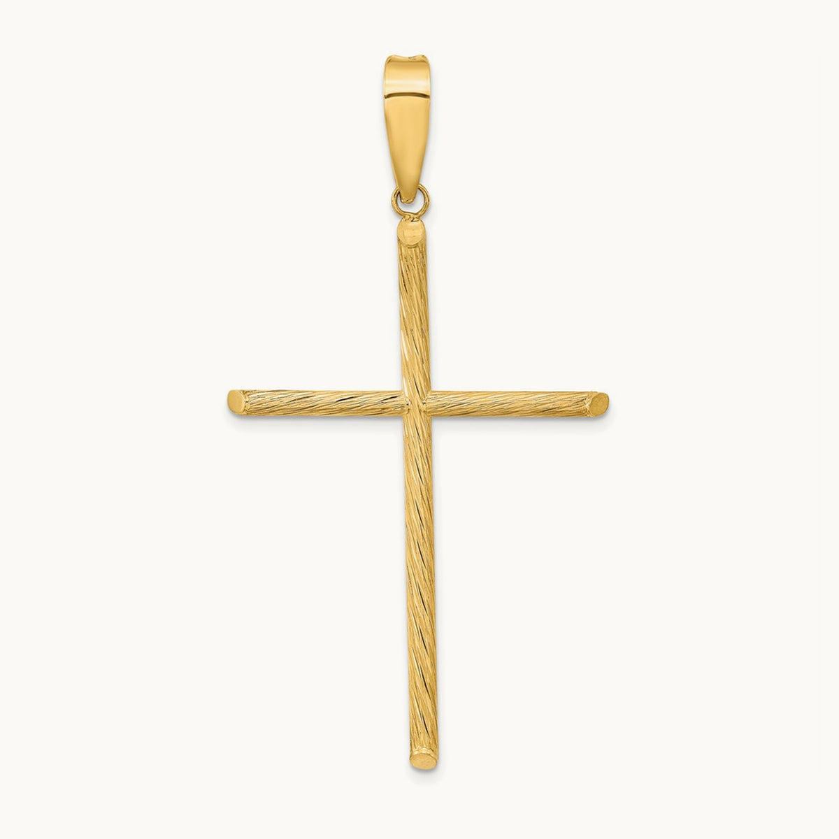 Polished & Textured Fancy Cross Pendant — 59.25mm