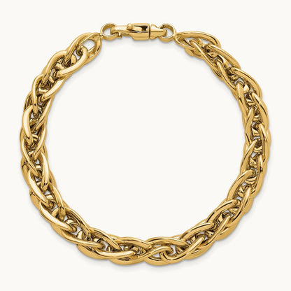 Polished 7.5in Fancy Textured Open Link Bracelet, 14K