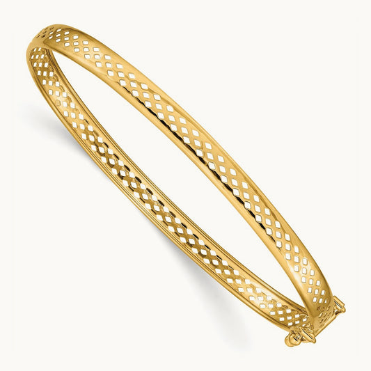 Polished Safety Clasp Bangle, 4.75mm, 14K