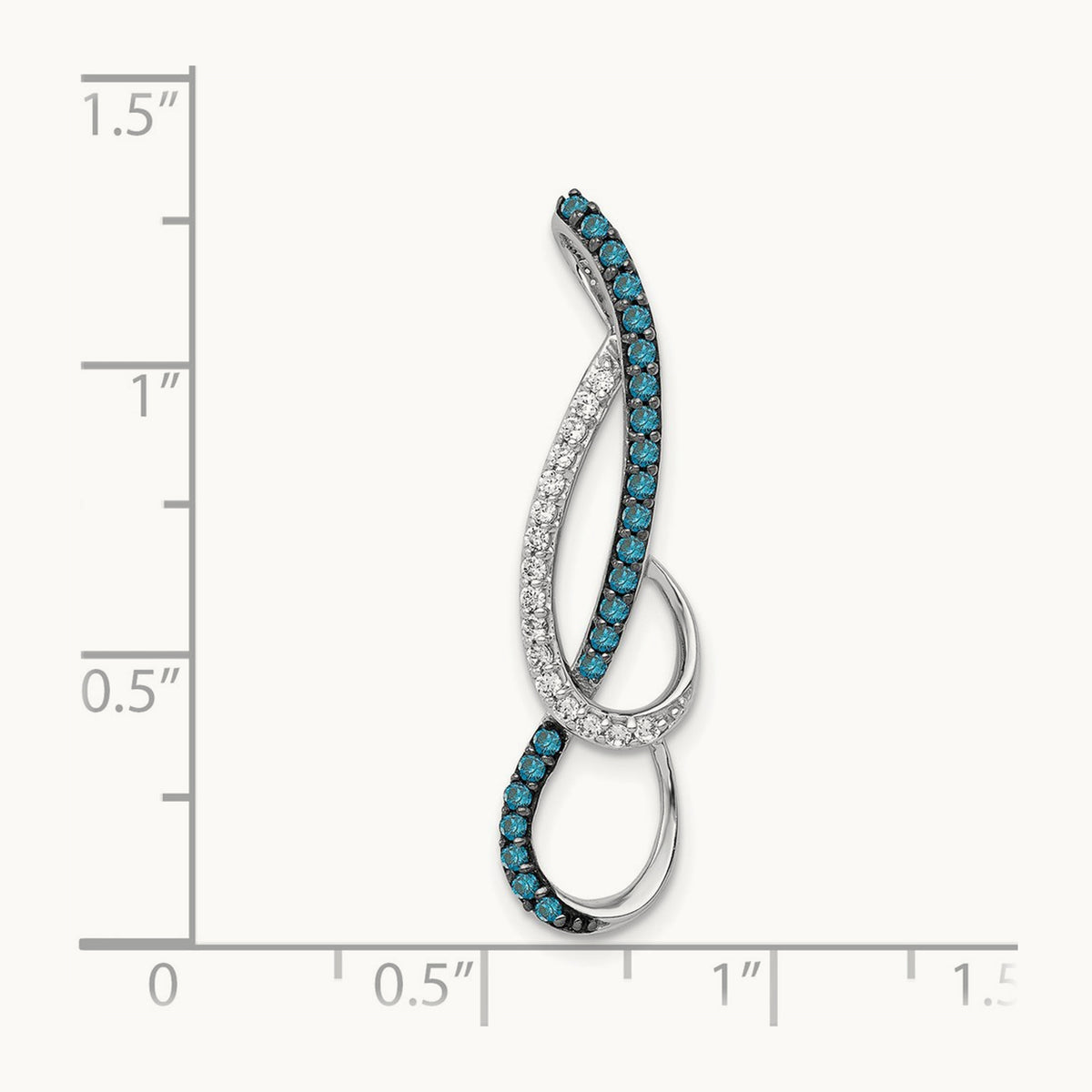 1/4ct. Blue and White Diamond Fancy Chain Slide, 14K White Gold