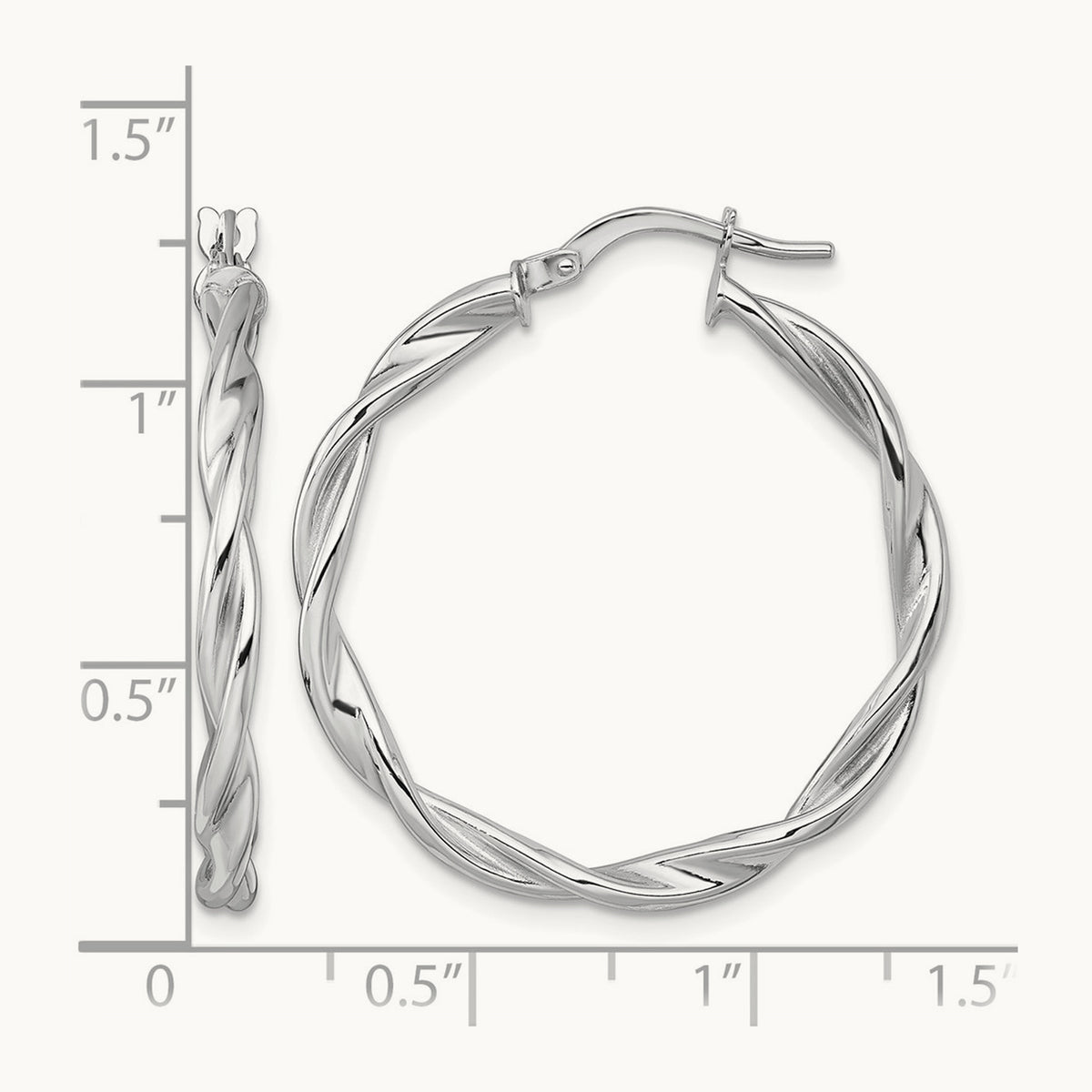 Polished Twist Hoop Earrings — 14K White Gold