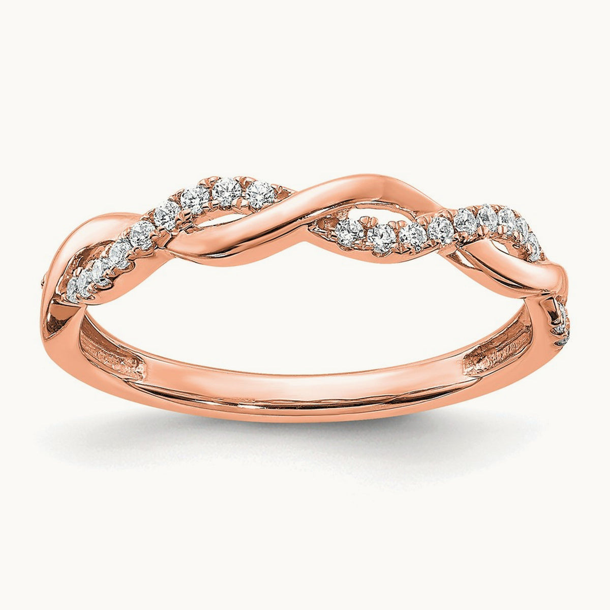 Twist Wedding Band, 0.10 ct tw Lab-Grown Diamond — 10K Rose Gold