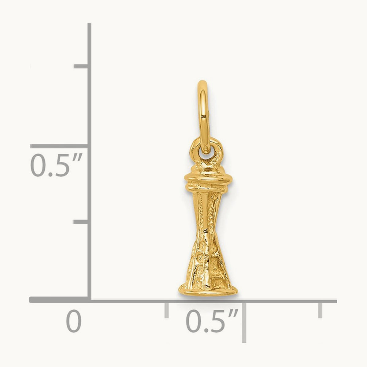 Solid Polished Space Needle Charm, 14K