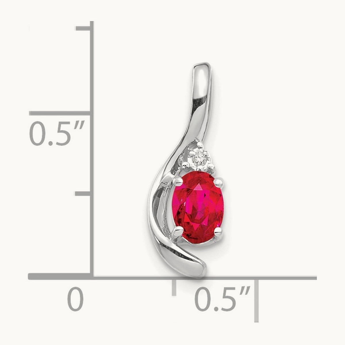 Ruby and Diamond Pendant — 14K White Gold, 17mm