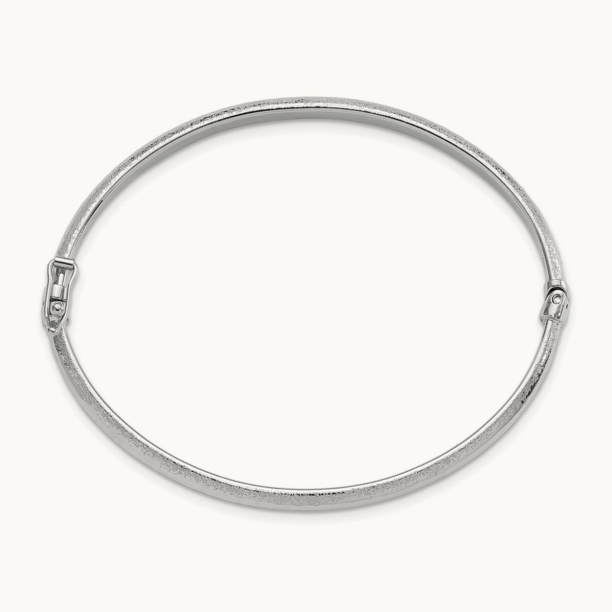 Diamond-cut and Laser-cut Hinged Bangle Bracelet, 14K White Gold