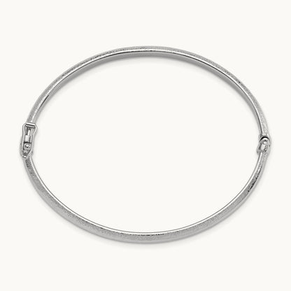 Diamond-cut and Laser-cut Hinged Bangle Bracelet, 14K White Gold