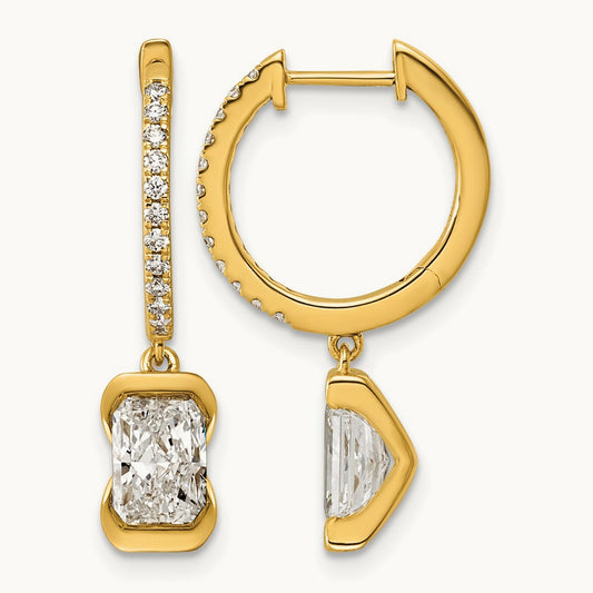 Radiant Hoop Dangle Earrings, 2.25 ct tw Lab-Grown Diamond